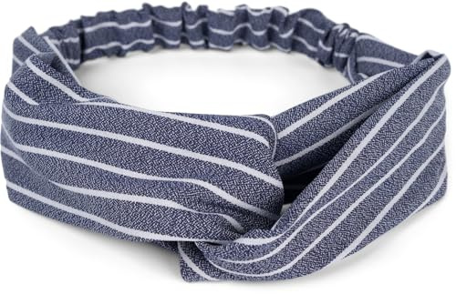 styleBREAKER Dam hårband twist knutar nålränder, mörkblå