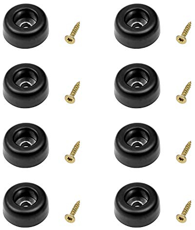 CASCHA Gummifötter (8 stycken) med skruvar för möbler, hyllor, resväskor, dörrstopp, flygfodral, skruvdragare, svart