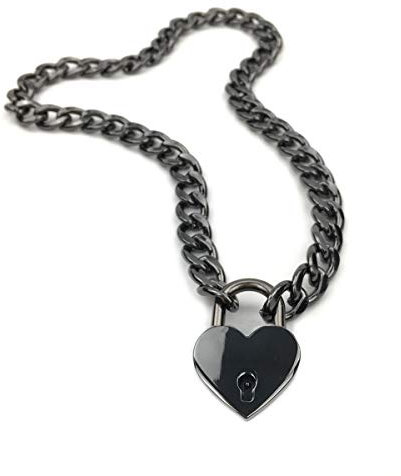 Succuba Padlock Necklace Chain Collar Choker with Two Keys and Box for Women, Men and Pet, 18 inches, Metal