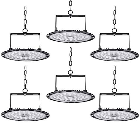 6 * 200W Proiettore Faretto LED Lampadario UFO Lampada Interni Industriale LED Luce Bianca 6000K, Fari Potente Risparmio Energetico Faretto per Soggiorno Officine e Case ecc