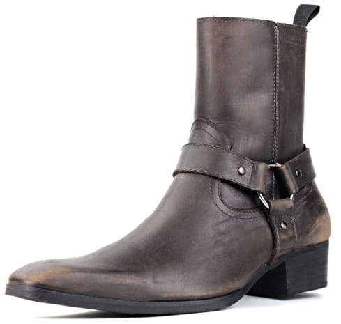Herren Chelsea Stiefel Elegante Heels Ankle Echtes Leder Kleid Stiefel für Männer mit Reißverschluss Designer Stiefel CD-JY017-18-DE-R