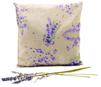 Lavendelkissen - Beige-Lila - Duftkissen - handgenäht mit 85g Lavendelblüten aus der Provence - Lavendel Kissen