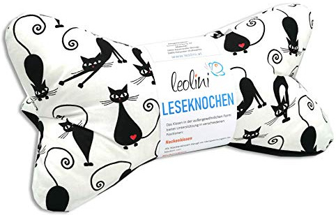 Leolini Personalisierbarer Leseknochen Katzen Lesekissen Nackenkissen Keilkissen handgemacht Cats