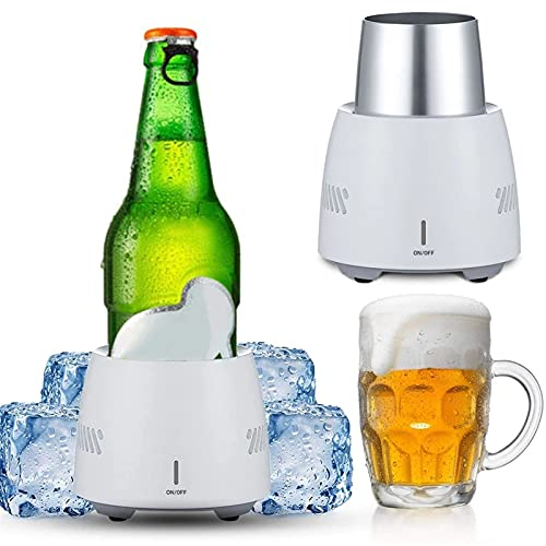 350ML Beverage Cooler Cup, Electric Beer Bottle Can Water Soda Drinks Chiller Portable Mini Refrigeration Rapid Cup Cooler, Built-in Silent Fan, for Office Bedroom School (Color : White)