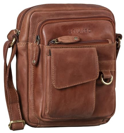 STILORD Ryan Crossbody Tasche Herren Leder Kleine Herrentasche zum Umhängen Vintage Ledertasche 9,7 Zoll iPad Tasche Messenger Bag Umhängetasche Echtleder Farbe:Andorra - braun