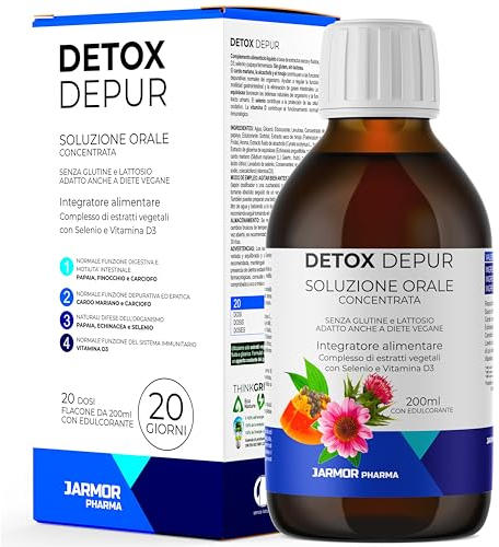 Detox Higado 200ml - Cardo Mariano y Extracto de Alcachofa - Diureticos Drenante Retencion de Liquidos - Desintoxicación Para el Hígado - Enriquecido con Papaya, Hinojo, Equinácea y Vitamina D3