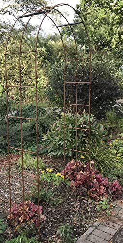 Rust Metal Garden Arch Plant Support Arched Gateway Rose Natural Flower Arbour Archway Heavy Duty