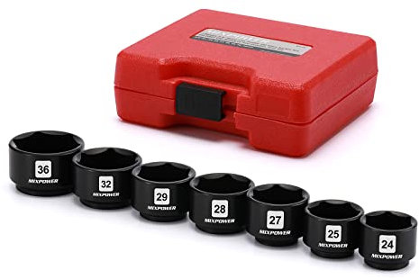 MIXPOWER 7 Pieces 3/8 Drive Low Profile Oil Filter Socket Set, 24mm, 25mm, 27mm, 28mm, 29mm, 32mm, 36mm, Oil Filter Cap Remover and Installer Tool Set