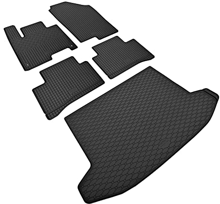 Z4L Passende Gummimatten und Kofferraumwanne Set geeignet für Kia Sportage ab 2022 EIN Set + Gurtschoner, Schwarz