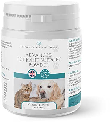 Advanced Cat & Dog joint Support powder | Green lipped mussel | MSM | Glucosamine and Chondroitin | Chicken Flavoured joint care supplement | 150g Dog's & Cat joints & hip care vitamin supplement