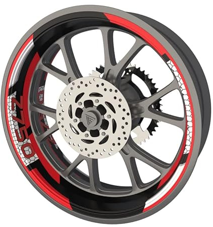 Felgenband für Motorrad Kawasaki Z750 Premium Qualität (Aufkleber für 2 Räder) (Rot)