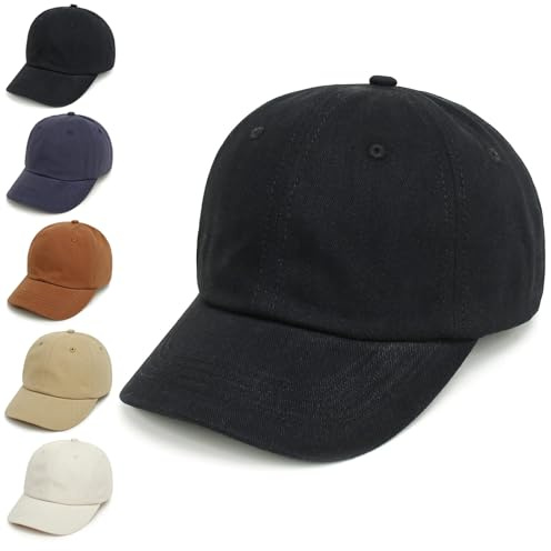 YANWANG Baby Kids Solid Color Baseball Caps Cappello da Sole in Cotone Regolabile per Bambini Ragazzi Ragazze (Black,6-24Months)