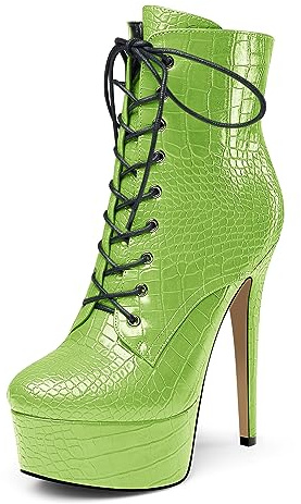 HEUIVZAR Donna Piattaforma Alto High Spillo Tacco Heel Stivaletti Cerniera Lacci Rotonda Punta da Matrimonio Cute Stivali