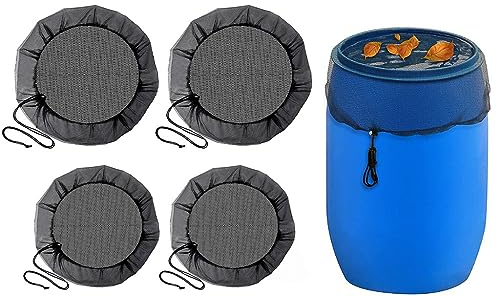 Anlising 4PCS Copertura per Barile da Pioggia, Coperture in Rete per Botti di Pioggia con Cordicella di Trazione, Rotonda Regolabile Serbatoio di Protezione per Acqua Piovana(60CM, 95CM)