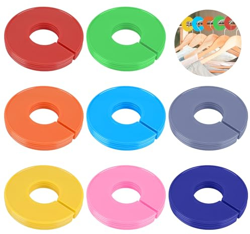 40 Piezas Separadores Tamaño de Ropa, 8 Colores Perchas Divisores para Armario Bebé Redondos, Clasificación de Vestuario, Tiendas de Ropa, Con Bolígrafo