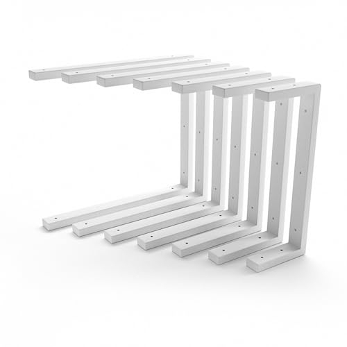 HEVVA Double support de lavabo 20/25/30/35/40/45 cm | LAHN | Support de lavabo à poser, support pour charges lourdes, console murale, plateau de lavabo | (Lot de 2 - Blanc, 20 cm)