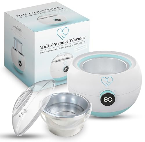 Elektrischer Massagegel- und Ölwärmer, Wachsschmelzer, mit Aluminium-Wärmebehälter (500ml), Drehregler zur Temperaturanpassung (35°C bis 125°C), mit LCD-Display