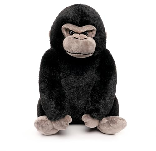 WEIGEDU Plüsch Gorilla, Schwarz, 30,5 cm | Graue Schnauze, Weiches Stofftier, Sitzende Pose