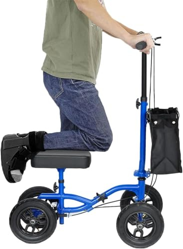 Bio-Lec Mobility Knee Walker Scooter | All-Terrain Steerable Knee Scooter for Adults | Comfortable Cushion Pad, Adjustable Knee Crutch Alternative for Foot Injuries | Ideal Indoor Outdoor Mobility Aid