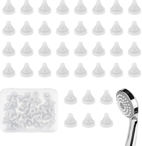 NICENEEDED Ugelli di Ricambio per Soffione Doccia 50 pz, Foro di Spruzzatura Sostituire Le Parti, Ugello in Silicone con Beccuccio Universale per Irrigatore, Punte Rotonde