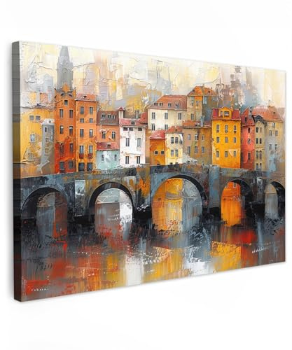 MuchoWow© Bild auf Leinwand Groß XXL Schlafzimmer Bilder Badezimmer Wand | 120x80 cm - Deko Wohnzimmer Modern Wanddeko Bilderwand Geschenk Graben - Kunst - Architektur - Braun