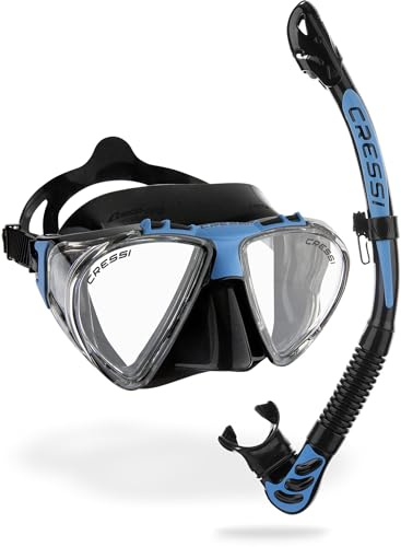 CRESSI Penta + Alpha UD Combo Blue SIL Black - Penta & Snorkel Alpha Tauch- und Schnorchelmaske, Schwarz/Blau, Einheitsgröße, Unisex