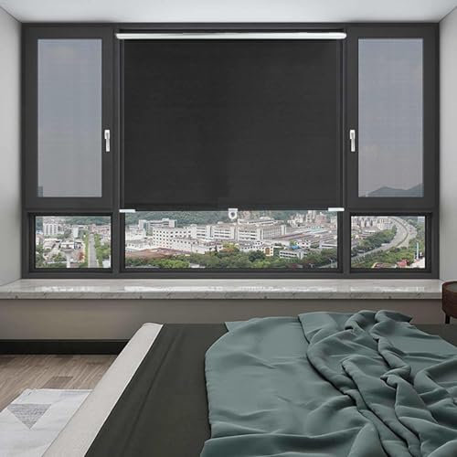 Tende A Rullo Per Finestre Interne, Tenda Avvolgibile Senza Fili Con Sistema A Molla, 12/16/20/24/26 * 49 In, Rullo Parasole Con Protezione Uv, Protezione Della Privacy,Black-68x130cm/27x51in