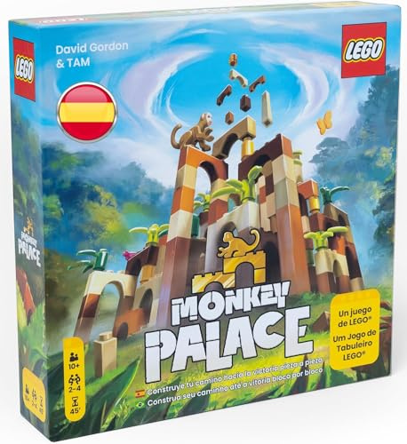 Dotted Games Monkey Palace | Spanische Version | Ein LEGO Brettspiel, Bauen Sie Ihren Weg zum Sieg Stück für Stück, lustiges Spiel für Familien, Kinder und Erwachsene, Alter 10+, 2-4 Spieler, 45 min
