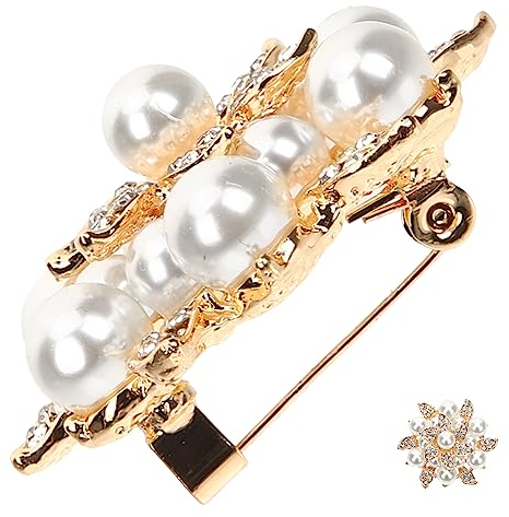 SOIMISS Doppelschichtige Blattbrosche Mit Perlen Und Strass Für Damen Elegante Blumenanstecknadel Für Kleidung Schals Und Hüte Hochwertiges Design Für Besondere Anlässe Und Tägliches