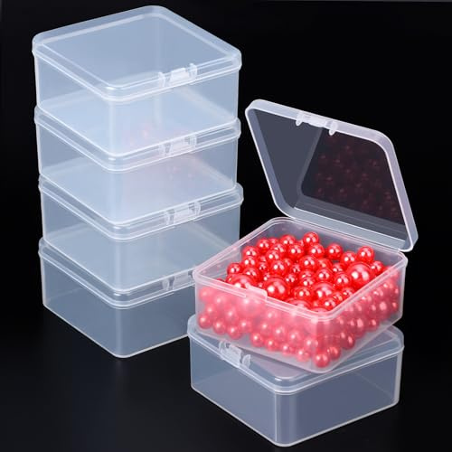Segbeauty Aufbewahrungsbox, 6 Stück 7.5 * 7.5 * 3.5cm Sortierboxen für Kleinteile, Plastikbox mit Deckel, Schrauben Sortierbox, Kleinteile Organizer für Kleine Perlen, Pillen, Schmuck