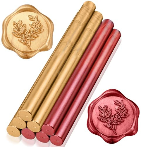8 Stück Siegelwachs Set, Retro Siegelwachs, Wachssiegel Siegelstempel, Siegelwachsstäbe, Wachssiegel Set, Siegellack für Retro Einladungen, Umschläge, Weinpakete, Geschenkverpackungen