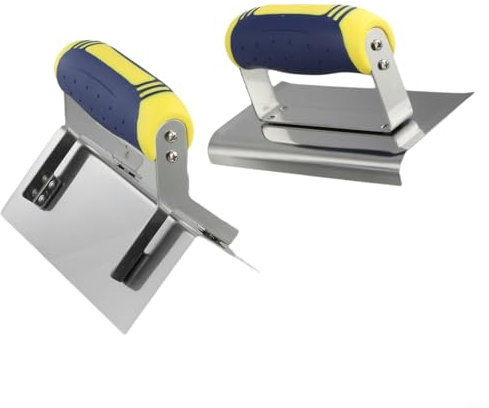 FACAIIO Edelstahl-Beton-Hand für Fugenwerkzeuge-Set für Gips, Zement, 2-teilig, professionelles Mauerwerk-Bauwerkzeug-Set, 4 Größenoptionen (gebogen + scharf)