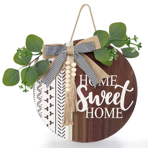 NCTNCX Türkranz Ganzjährig Holz türkranz modern Aufhängen Türdeko Haustür Bohemian Willkommensschild Haustür für Haustür Haus Drinnen und Draußen Bauernhaus Veranda