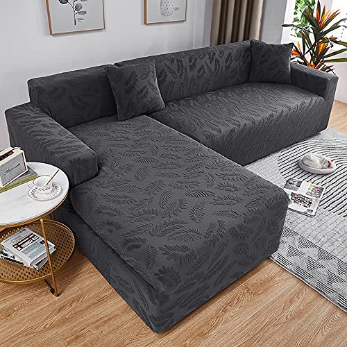 Universal Stretch Ecksofa Schonbezüge Set All-Inclusive Vier Jahreszeiten Sofa-Hussen Passt Die Meisten Sofas (Dunkelgrau 1-Sitzer 90 140cm)