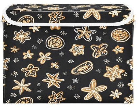 Contenitori con coperchio, motivo pan di zenzero, in tessuto, pieghevoli, con coperchio, scatole portaoggetti pieghevoli per casa, camera da letto, armadio, ufficio