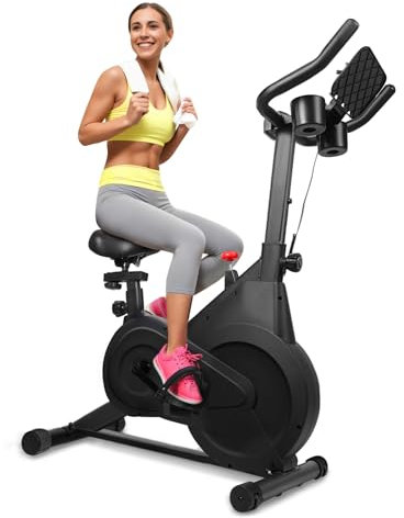Exercise Bike 5 IN 1 Stationary Bike Flywheel Exercise Bike with 300 LBS Capacity, LCD Monitor, Tablet Mount, Personalized Adjustments for Home Workouts,Digital Display with Pulse Black