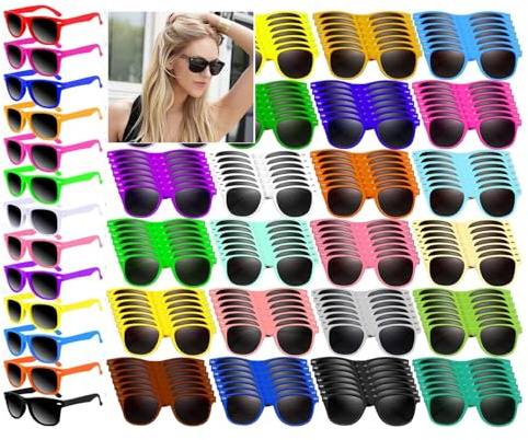 Partybrillen Set, 144 Pack 24 Farbe Neon Sonnenbrillen für Kinder & Erwachsene,Neon Sonnenbrille Party Gefälligkeiten Bulk für Geburtstag Party Zubehör,Strand,PoolParty Bevorzugungen,Goody Bag