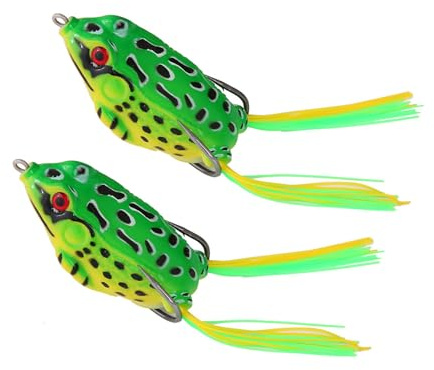 2 weiche Angelköder, Frosch-Angelköder, Haken-Oberseite, Wasserangelköder, weicher Köder, Angelzubehör