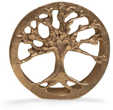 Herzmensch Kleiner Bronze Lebensbaum rund Dekoration Massive Bronze 8 cm zur Hochzeit, Weihnachten oder Geburtstag Baum des Lebens als Symbol von Leben