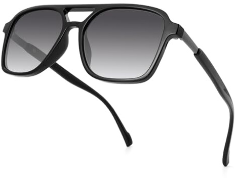 OKH Occhiali da Sole Polarizzati Protezione UV400 per Uomo e Donna – Montatura Quadrata Classica, Tendenze (Nero/Grigio)