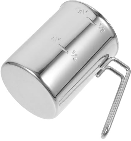 BIUDECO Vaso Medidor Acero Inoxidable con Asa y Escala Integrada para Arroz y Líquidos Taza Dosificadora Multifunción para Cocina Apta para Ingredientes Secos y Húmedos Diseño Compacto