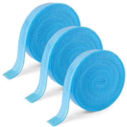 Lot de 3 bandes d'isolation de bord autocollantes pour masse de nivellement - 50 mm x 5 mm x 10 m - Bleu