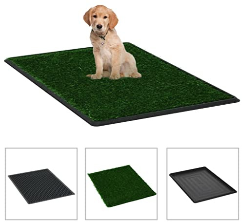 Mokuyary - Inodoro para animales con bandeja y césped, artificial, color verde, inodoro, césped artificial de aprendizaje de limpieza en interiores y exteriores, alfombra de perro pipi -B