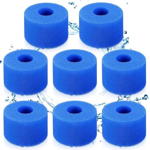 BORDEAG 8 Stück Schwimmbad Filter Schaum Schwamm, Waschbar Wiederverwendbare Schaumstoff Poolfilter, 104×52×80mm Schwimmbad-Filterschwamm, Hochelastisch Filterschwamm Für Pools, Hot Tub, Spa