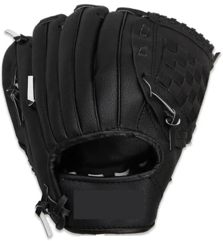 Baseballhandske handgjord basebollhandske, softball träningsutrustning, storlek 10,5/11,5 tum, vante till vänster (svart, 12,5 tum)