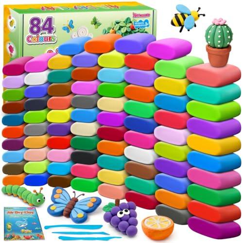 84 Couleurs Pate a Modeler, Argile Autodurcissante Pâte à Modeler Magique | pour Enfants, Cadeau pour Garçons et Filles âgés de 3 à 12 Ans