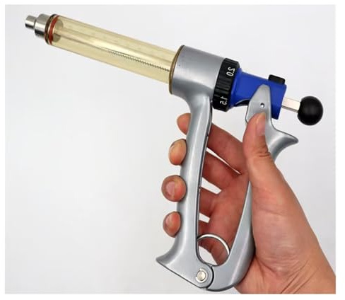 25ML/50ML Livestock Syringe Gun,Semi Automatic Livestock Syringe Adjustable Dosage Repeater Injector (1-5mL) for Syringes – Cattle, Cow, Goat, Sheep, Pig Veterinary Tool(BLUE25ML)