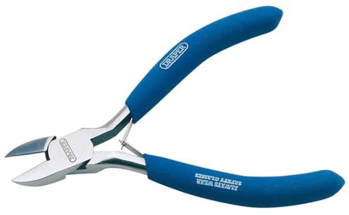 Draper 110mm Diagonal Side Cutter Pliers| Textured Grips Hand Tools | Carbon Steel Cutting Tool | Double Leaf Springs | Hardened Jaws and Cutting Edges | 60743