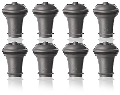 Vacu Vin Wine Saver Vacuum Stoppers - Set of 8 - Gray - Airtight Seal for Opened Bottles to Preserve Freshness Up to 10 Days - Food Grade Rubber - Easy to Use Perfect for Every Occasion