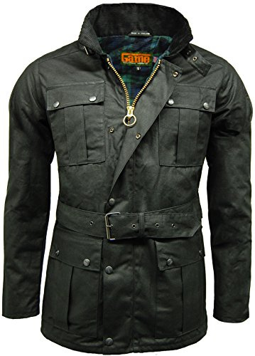 GAME Continental con Cintura Moticicletta Cera Giacca Nero - Nero, Medium